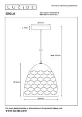 LUCIDE Závesné svietidlo GALLA priemer 25 cm - 1xE27 - Grey