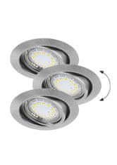 Rabalux LED zápustné bodové svietidlo Lite 3x3W | 240lm | 3000K - set 3 ks, saténový chróm