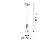 Rabalux Kábel s objímkou Fix max. 60W/E27/IP20, strieborná