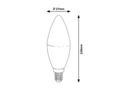 Rabalux LED Smart Wifi žiarovka C37 1x5W | E14 | 480lm | 3000-6500K | RGB - stmievateľná matná