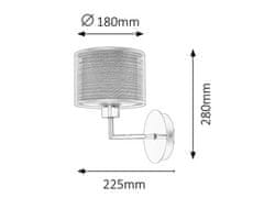 Rabalux ANASTASIA nástenné svietidlo max. 1x60 | E27 - hnedá, chróm
