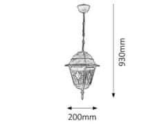 Rabalux Vonkajšia závesná lampa Monaco max. 60W | E27 | IP43 - antická zlatá