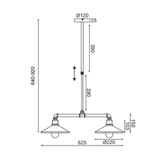 ACA Retro závesné svietidlo PIPE max. 2x40W/E27/230V/IP20, čierne