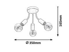 Rabalux ALMUS prisadené stropné svietidlo max. 3x60W | E27 | IP20 - čierna