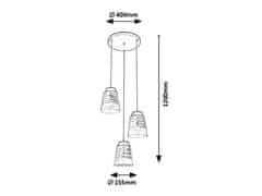 Rabalux Závesné stropné svietidlo Zenaida max. 3x60W | E27 - čierna, zlatá