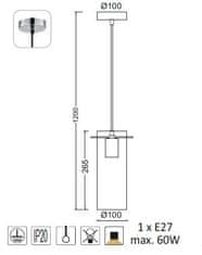 ACA Závesné svietidlo VERTIGO max. 60W/E27/230V/IP20, farba chrómu