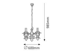 Rabalux ENNAI závesný lampáš max. 3x40W | E14 | IP20 - tmavé drevo, čierna