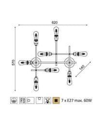 ACA Stropné svietidlo COBRA max. 7x60W/E27/230V/IP20