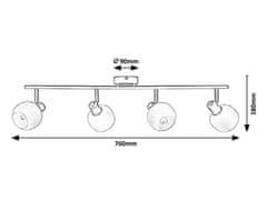 Rabalux SORAYA stropné bodové svietidlo max. 4x40W | E14 - šedá, biela