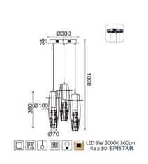 ACA LED závesné svietidlo VANI 9W/230V/3000K/360Lm/270°/IP20