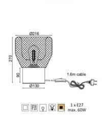 ACA Stolová lampa MARACU max. 60W/E27/230V/IP20, priemer 22cm