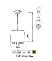 ACA Závesné svietidlo ALICE max. 3x40W/E14/230V/IP20