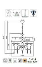 ACA Závesné svietidlo EVITA max. 5x40W/E14/230V/IP20