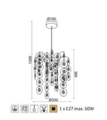 ACA Závesný luster FAIDRA max. 60W/E27/230V/IP20