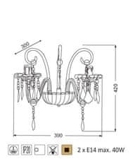 ACA Nástenné svietidlo GIZA max. 2x40W/E14/230V/IP20