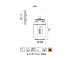 ACA Nástenné svietidlo BERY max. 60W/230V/E27/IP20