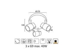 ACA Prisadené svietidlo NAPLES max. 3x40W/G9/230V/IP20