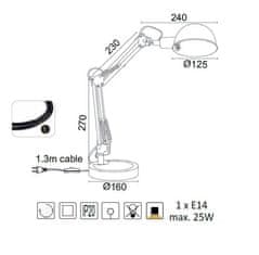 ACA Retro stolná lampa RENE max. 25W/E14/230V/IP20