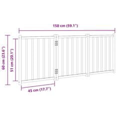 Vidaxl Brána pre psa skladacia 3 panely 150 cm masívne jedľové drevo