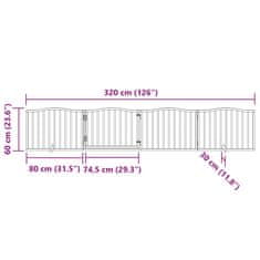 Vidaxl Brána pre psa dvere sklad. 4 panely 320 cm topoľové drevo