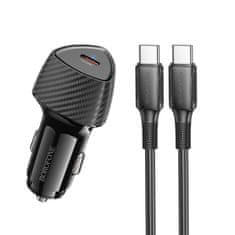 Borofone Rychlonabíjačka do auta BZ31B Solid + USB-C dátový kábel 30W čierna