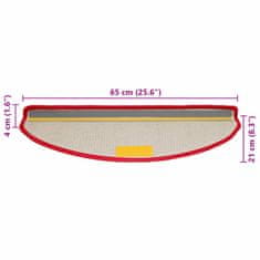 Vidaxl Nášľapy na schody 10 ks 65x21x4 cm červené