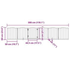 Petromila vidaXL Brána pre psa s dverami sklad. 6pan. biela 300cm topoľové drevo