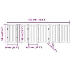 Petromila vidaXL Brána pre psa s dverami sklad. 6 panelov masívne jedľové drevo