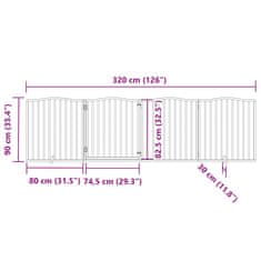 Petromila vidaXL Brána pre psa dvere sklad. 4 panely čierna 320cm topoľové drevo