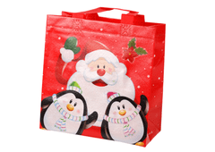 shumee Červená darčeková taška Santa a Penguins 22 cm x 22 cm x 11 cm