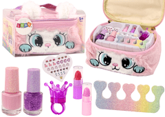 shumee Beauty Set Plyšová kozmetická taštička Kitty Nail Polish Lipsticks