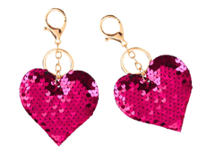 shumee Keychain Heart Flitre obojstranná strieborná tmavoružová