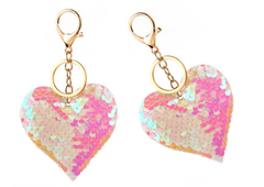 shumee Keychain Heart Flitre obojstranná biela svetloružová