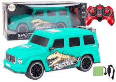 shumee Diaľkovo ovládané RC auto s dinosaurom, mierka 1:10, zelené