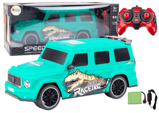 shumee Diaľkovo ovládané RC auto s dinosaurom, mierka 1:10, zelené