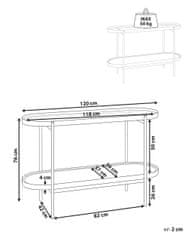 Beliani Konzolový stolík so sklenenou vrchnou doskou svetlé drevo/čierna RENO