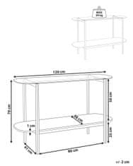 Beliani Konzolový stolík so sklenenou vrchnou doskou svetlé drevo/zlatá LOVELL