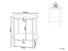 Beliani Odkladací stolík so sklenenou vrchnou doskou tmavé drevo/zlatá LOVELL