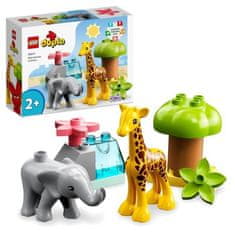 shumee LEGO 10971 DUPLO Africké divé zvieratá, 2-ročné minifigúrky safari so slonom a žirafou s hracou podložkou