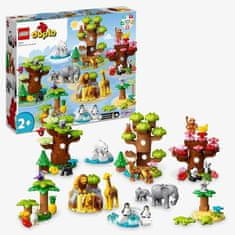 shumee LEGO 10975 DUPLO Divoké zvieratá sveta, vzdelávacia hračka pre 2-ročné deti, 22 minifigúrok levov, jeleňov a alpaky, s hracou podložkou