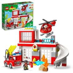 shumee LEGO 10970 DUPLO Hasičská stanica a vrtuľník s hračkou Push & Go Truck pre deti od 2 rokov