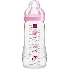 shumee MAM Easy Active Zdobená dojčenská fľaša pre 2. vek - 330 ml - od 6 mesiacov - Cumlík Flow X - ružový