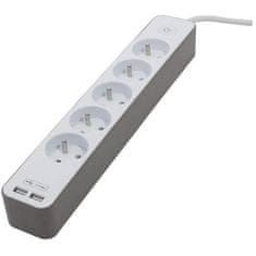 shumee CHACON Power strip 5 zásuviek 16 A s 2 USB portami a 1,5 m káblom HO5VV-F 3x1,5 mm² bielo-hnedá