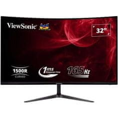 shumee Zakrivená herná obrazovka počítača – VIEWSONIC VX3218 – PC – MHD – 32 FHD – panel VA – 1 ms – 165 Hz – DisplayPort – AMD FreeSync