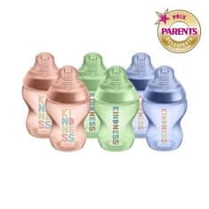 shumee TOMMEE TIPPEE - Súprava 6 fliaš Closer to Nature - Cumlík proti kolike - 260 ml - Viacfarebný