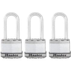 shumee MASTER LOCK Visiaci zámok s vysokou bezpečnosťou [zámok na kľúč] [Laminovaná oceľ] [Vonkajší] [L okov] [Sada 3 kusov] M1EURTRILH