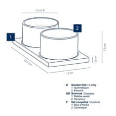 Kela Súprava misiek Gunten porcelán čierny 3 kusy 23,5x12,0x7,5cm 10,0cm KL-10069