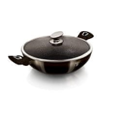 Berlingerhaus Wok panvica s pokrievkou s mramorovým povrchom 30 cm Shiny Black Edition BH-7115