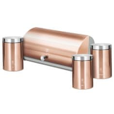 Chlebovka nerez so sadou 3 ks skladovacích nádob Rosegold Metallic Line BH-6730