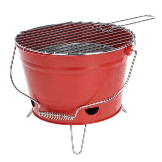 BBQ Gril na drevené uhlie prenosný 27 cm červený KO-Y64950470